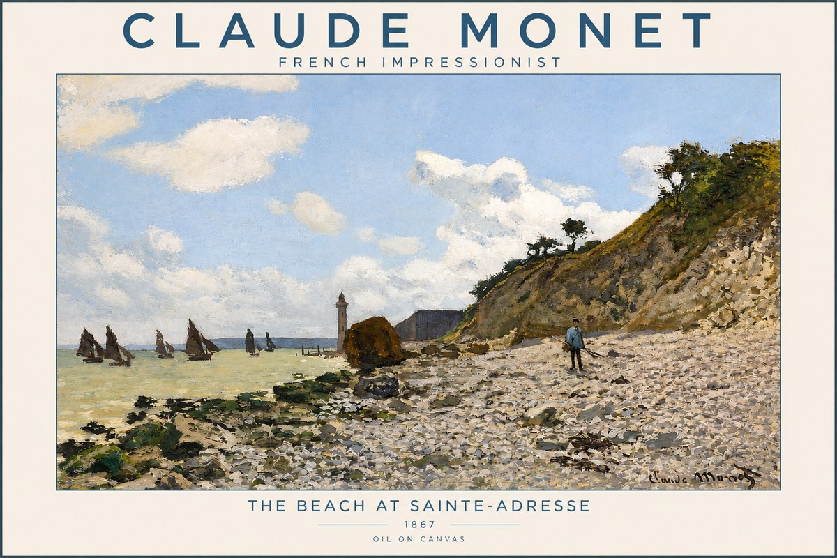 Monet The Beach at Sainte-adresse II No2 - Juliste