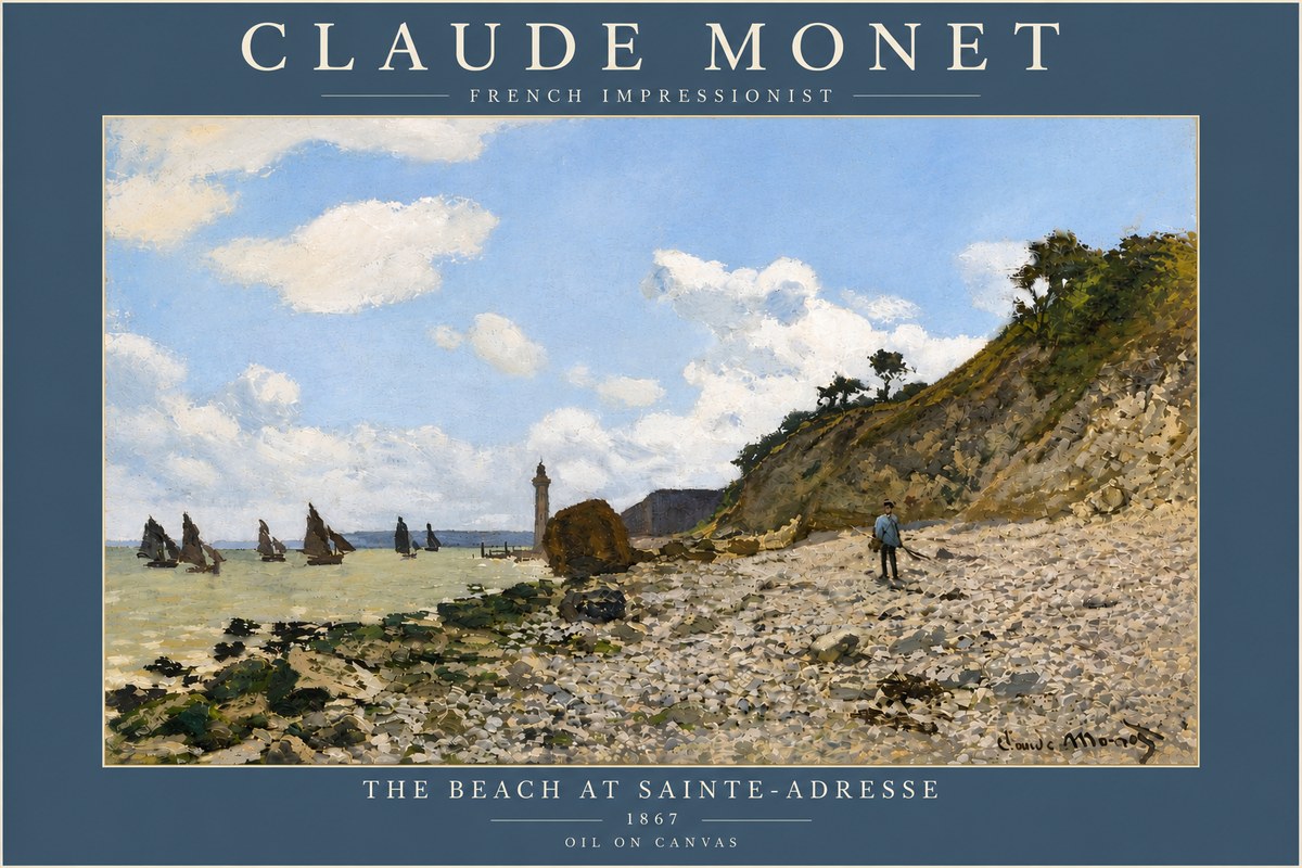 Monet The Beach at Sainte-adresse II No5 - Juliste