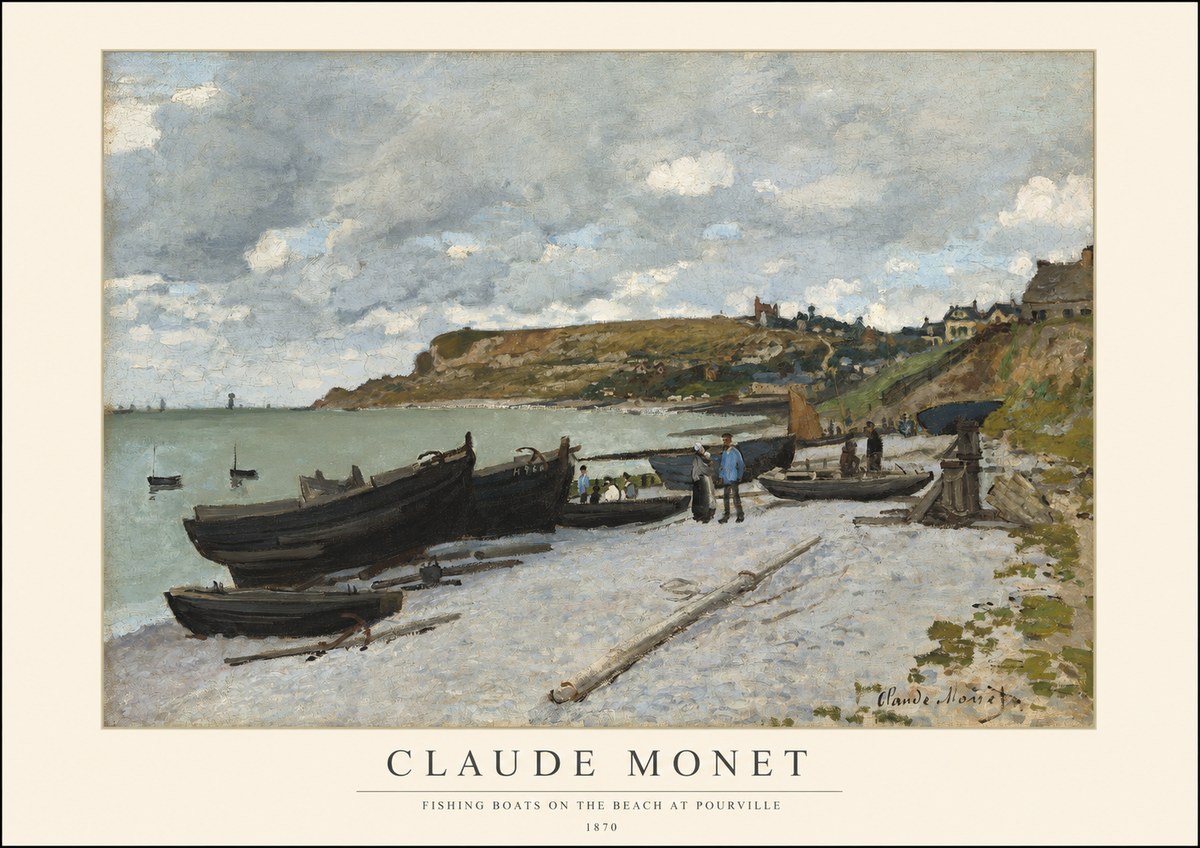 Monet Fishing Boats on the Beach at Pourville No1 - Juliste