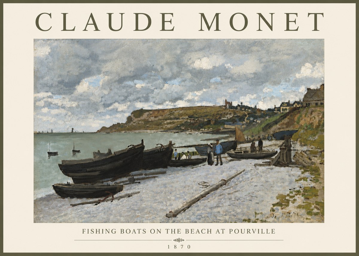 Monet Fishing Boats on the Beach at Pourville No4 - Juliste