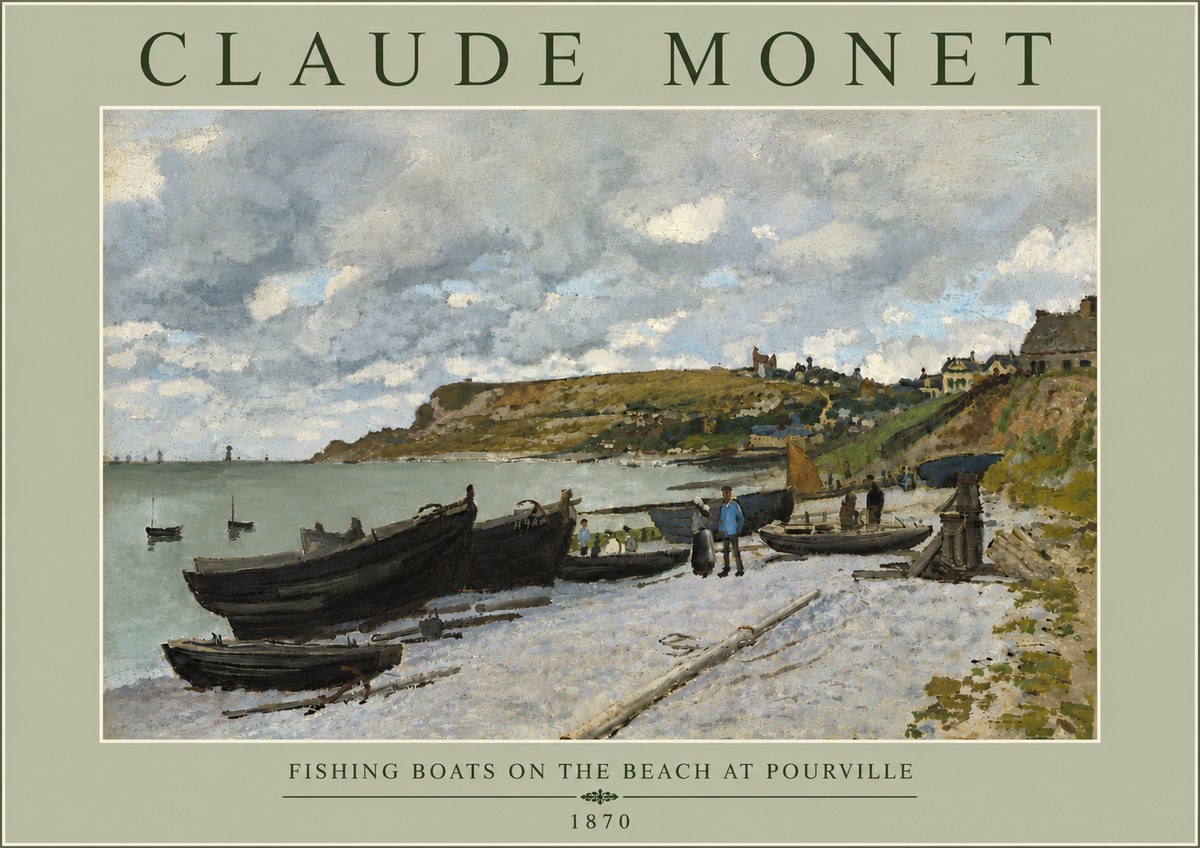 Monet Fishing Boats on the Beach at Pourville No6 - Juliste