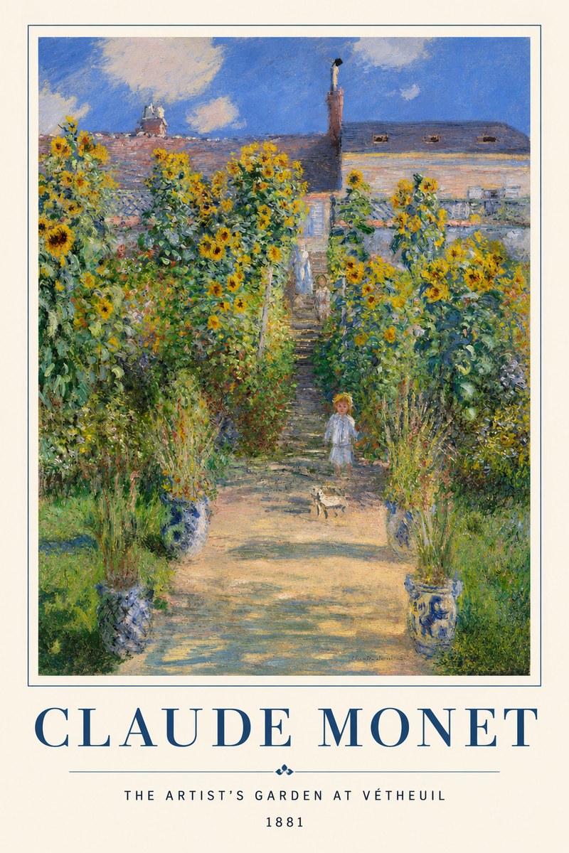 Monet The Artist's Garden at Vétheuil I No2 - Juliste