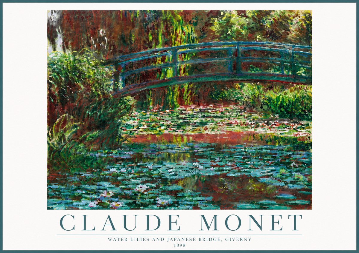 Monet Water Lilies and Japanese Bridge, Giverny No5 - Juliste
