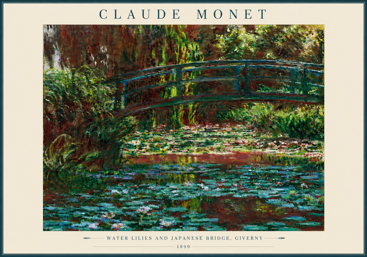 Monet Water Lilies and Japanese Bridge, Giverny No6 - Juliste