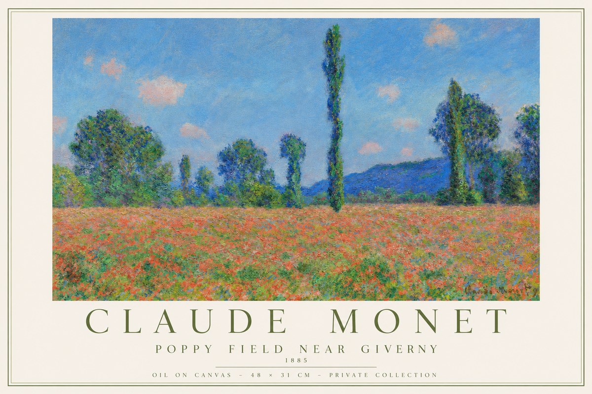 Monet Poppy Field Near Giverny No2 - Juliste