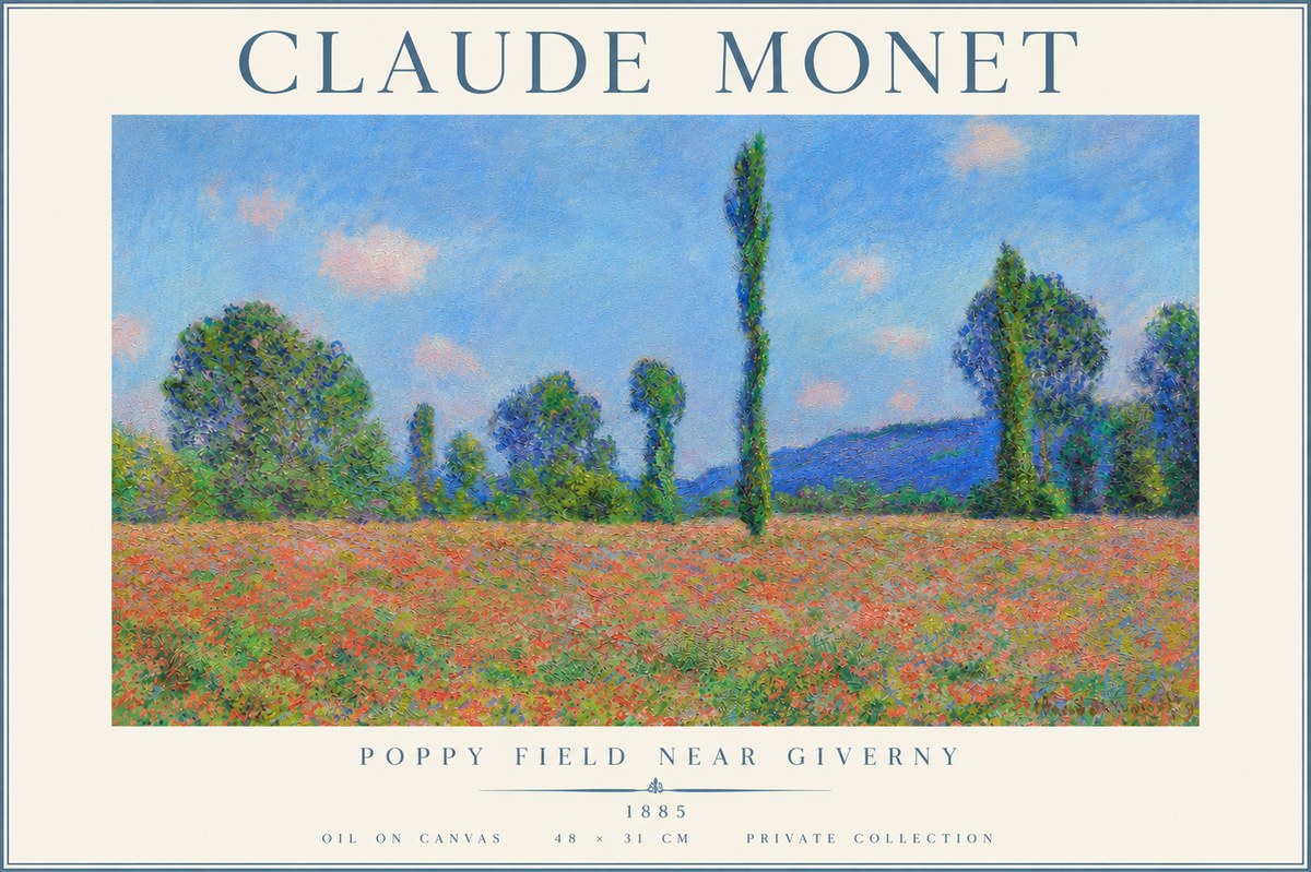 Monet Poppy Field Near Giverny No4 - Juliste