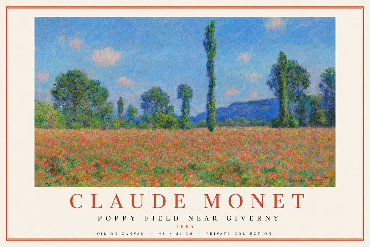 Monet Poppy Field Near Giverny No5 - Juliste