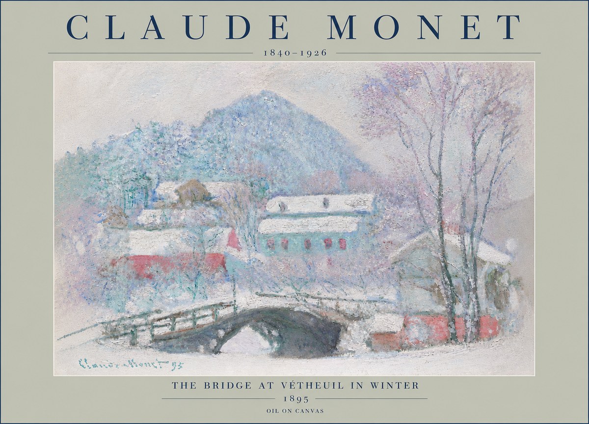 Monet The Bridge at Vétheuil in Winter No4 - Juliste
