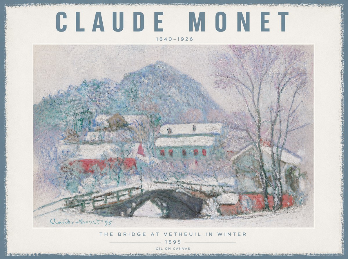 Monet The Bridge at Vétheuil in Winter No6 - Juliste