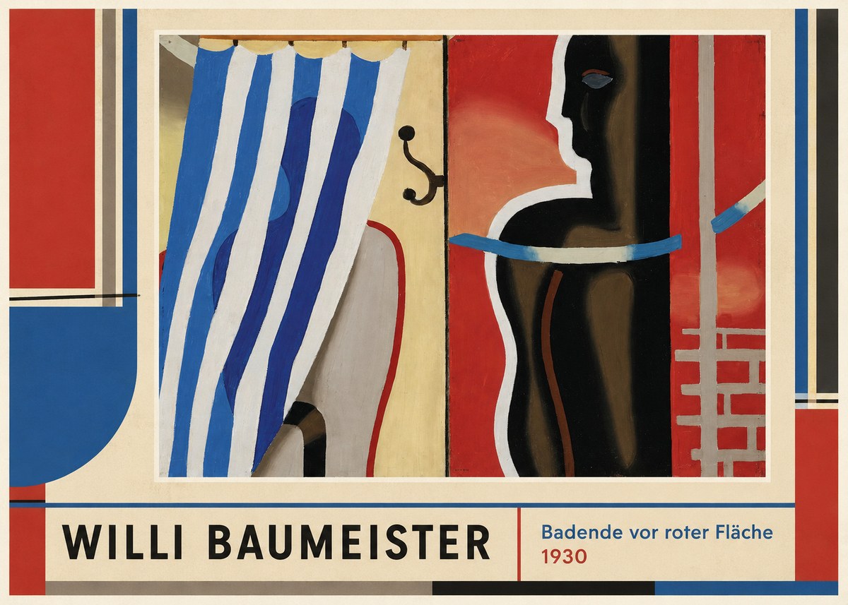 Willi Baumeister Badende Vor Roter Fläche No1 - Juliste