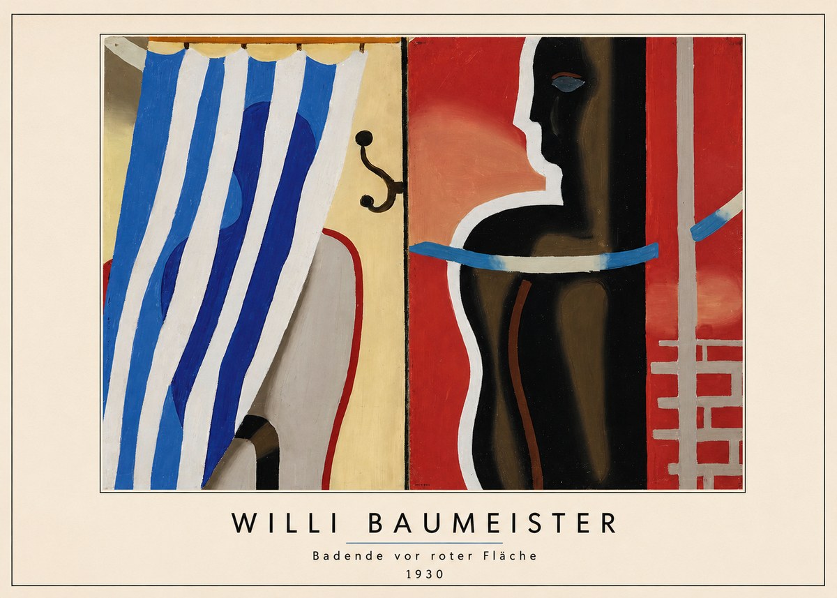 Willi Baumeister Badende Vor Roter Fläche No3 - Juliste