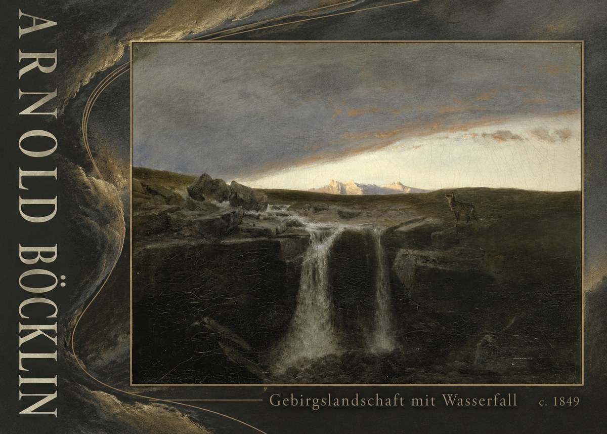 Arnold Böcklin Gebirgslandschaft Mit Wasserfall No5 - Juliste