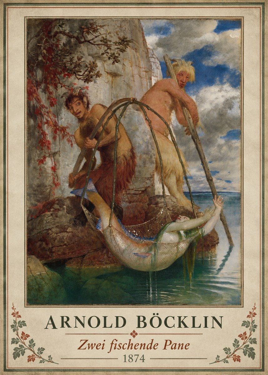 Arnold Böcklin Zwei Fischende Pane No3 - Juliste