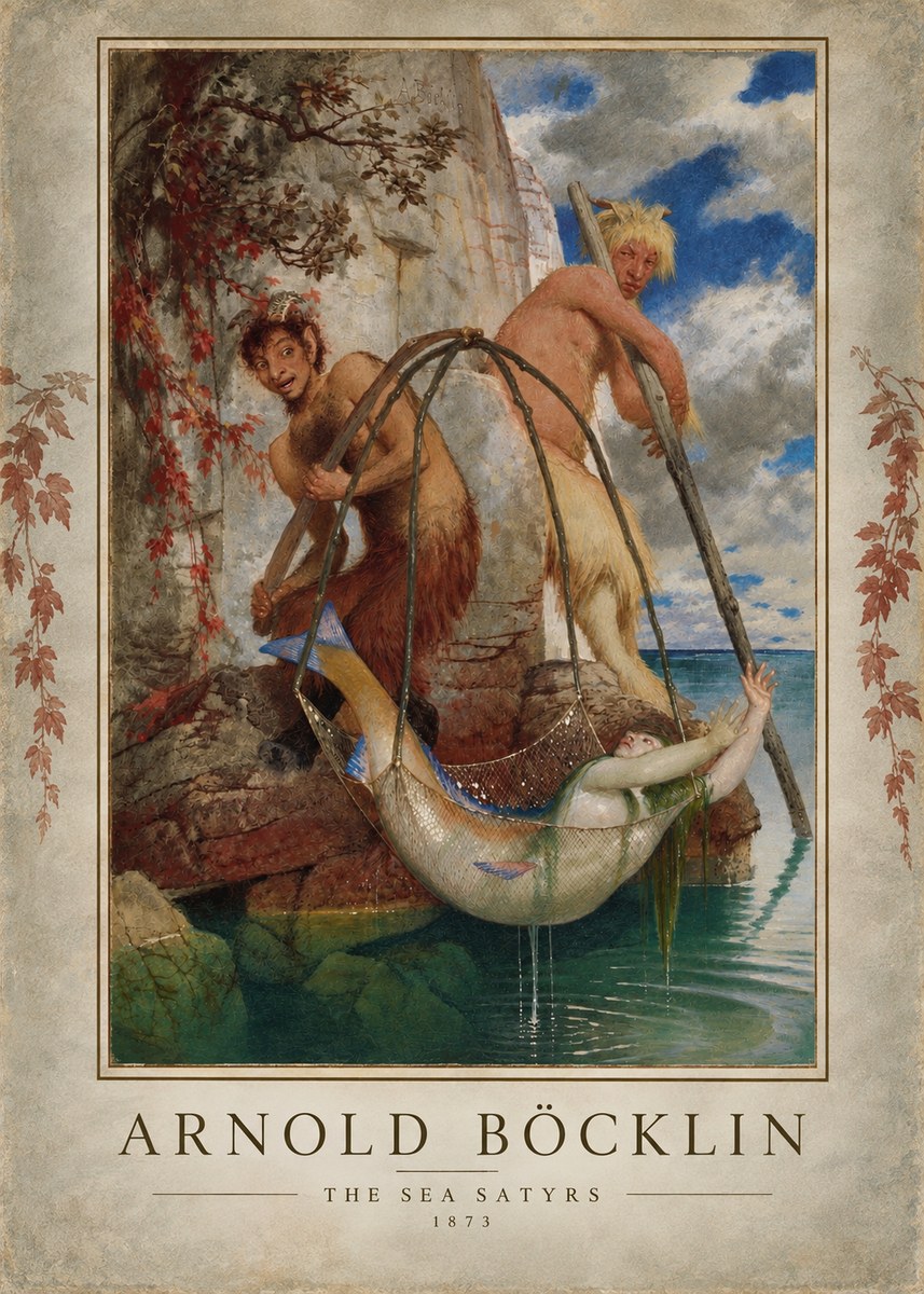 Arnold Böcklin Zwei Fischende Pane No6 - Juliste