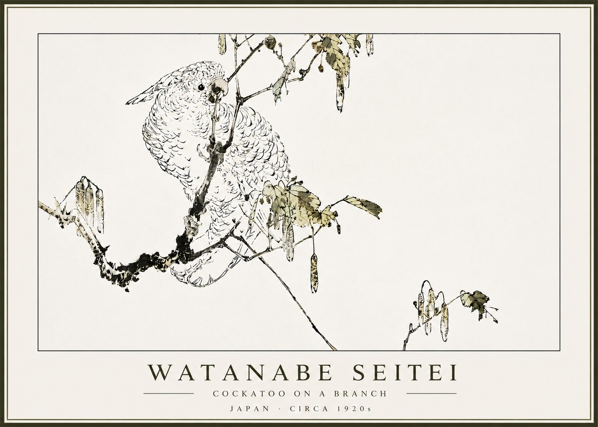 Watanabe Seitei Cockatoo on a Branch No5 - Juliste