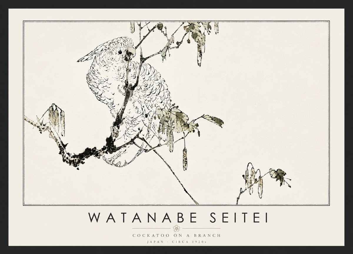 Watanabe Seitei Cockatoo on a Branch No6 - Juliste