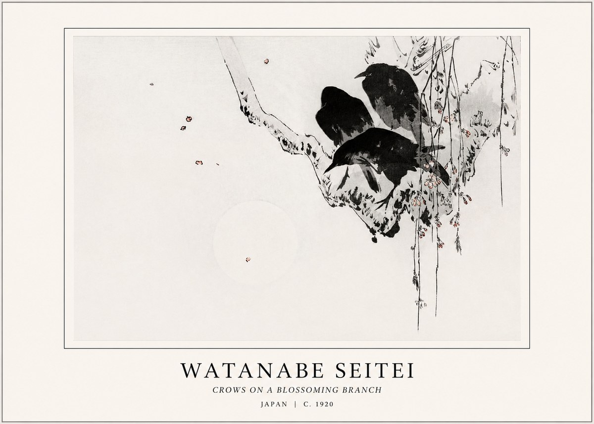 Watanabe Seitei Crows on a Blossoming Branch No1 - Juliste
