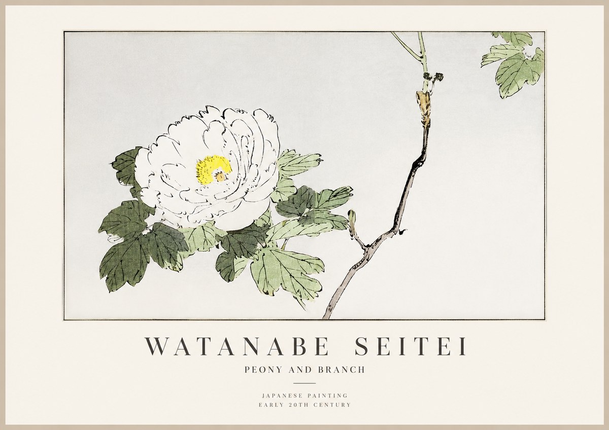 Watanabe Seitei Peony and Branch No1 - Juliste