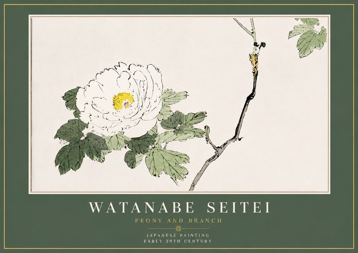 Watanabe Seitei Peony and Branch No4 - Juliste