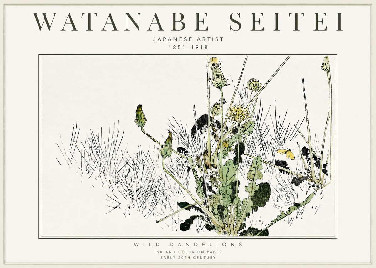 Watanabe Seitei Wild Dandelions No3 - Juliste
