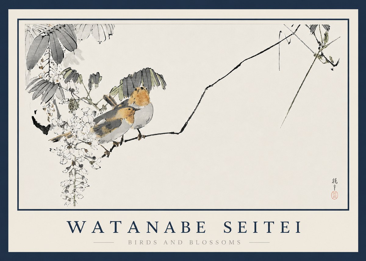 Watanabe Seitei Birds and Blossoms No3 - Juliste