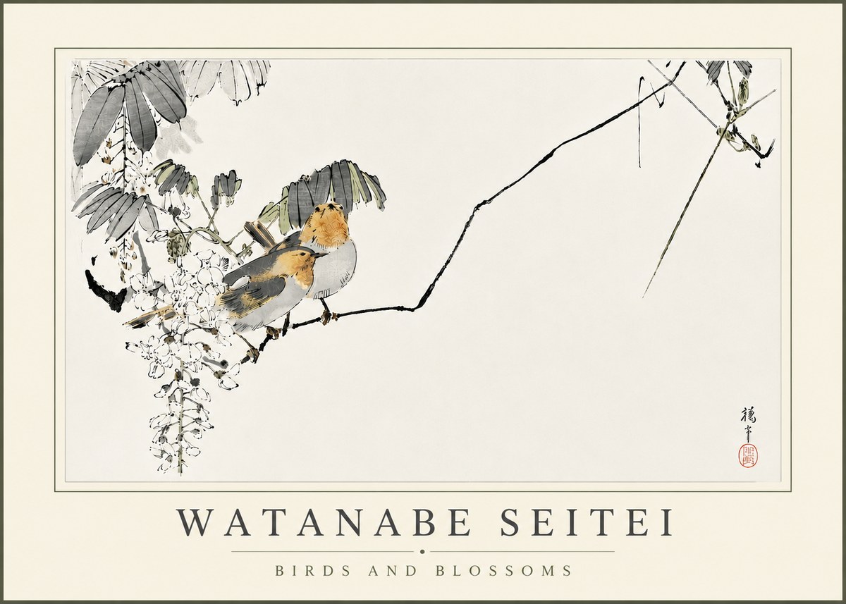 Watanabe Seitei Birds and Blossoms No5 - Juliste