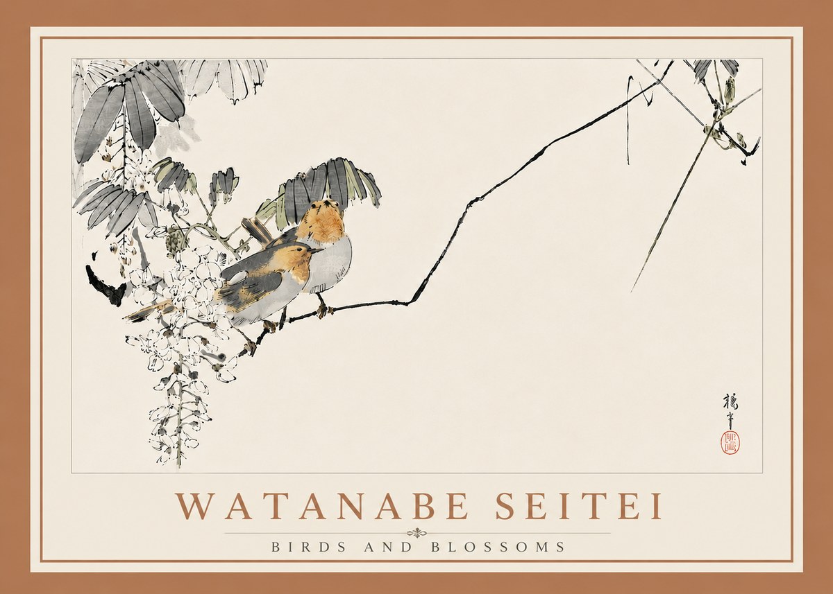 Watanabe Seitei Birds and Blossoms No6 - Juliste