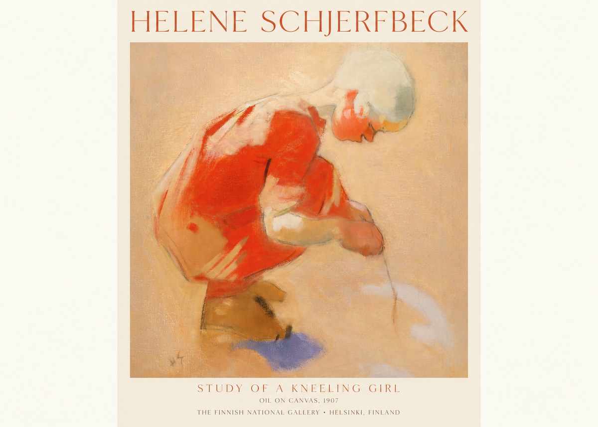 Helene Schjerfbeck Study of a Kneeling Girl No1 - Juliste