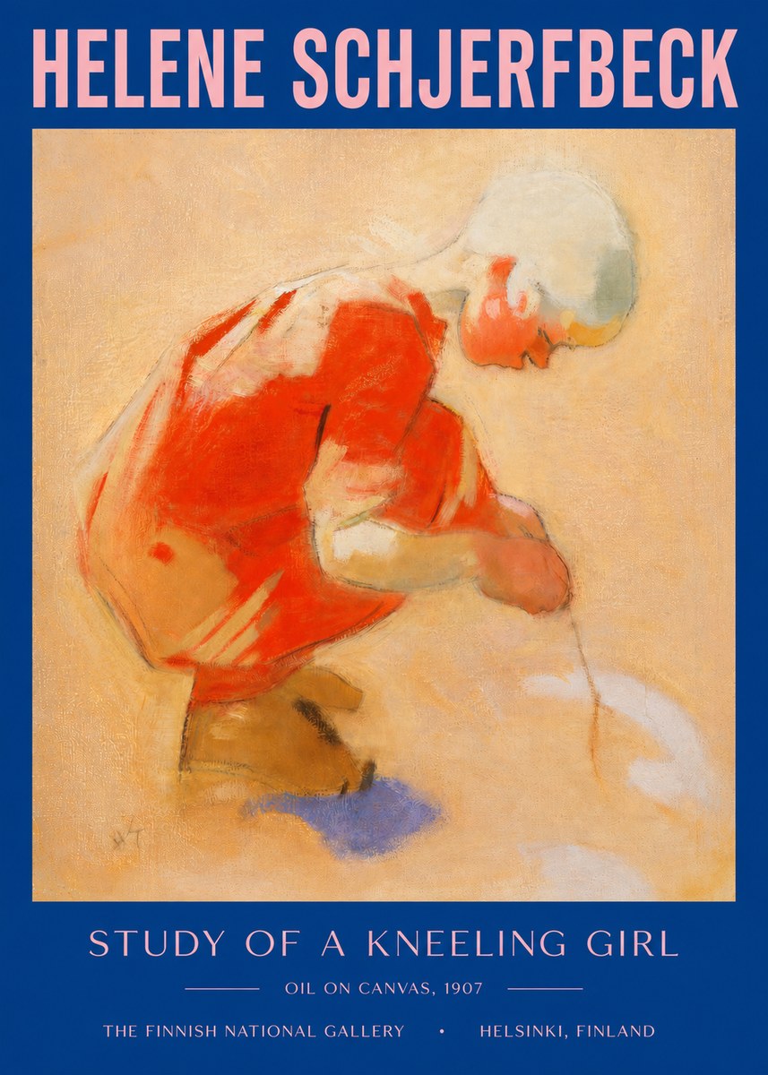 Helene Schjerfbeck Study of a Kneeling Girl No3 - Juliste