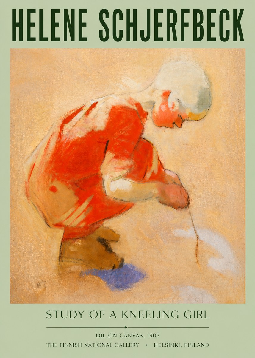 Helene Schjerfbeck Study of a Kneeling Girl No4 - Juliste