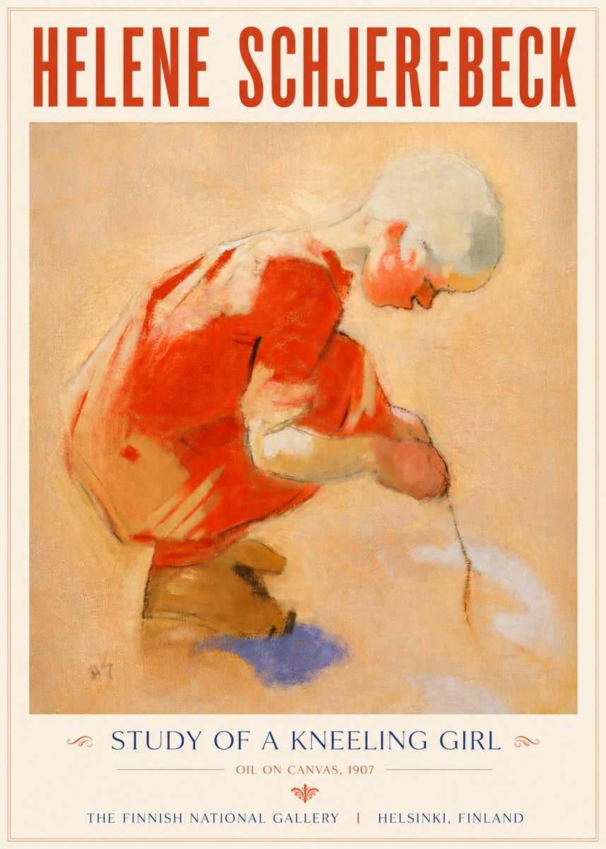 Helene Schjerfbeck Study of a Kneeling Girl No5 - Juliste