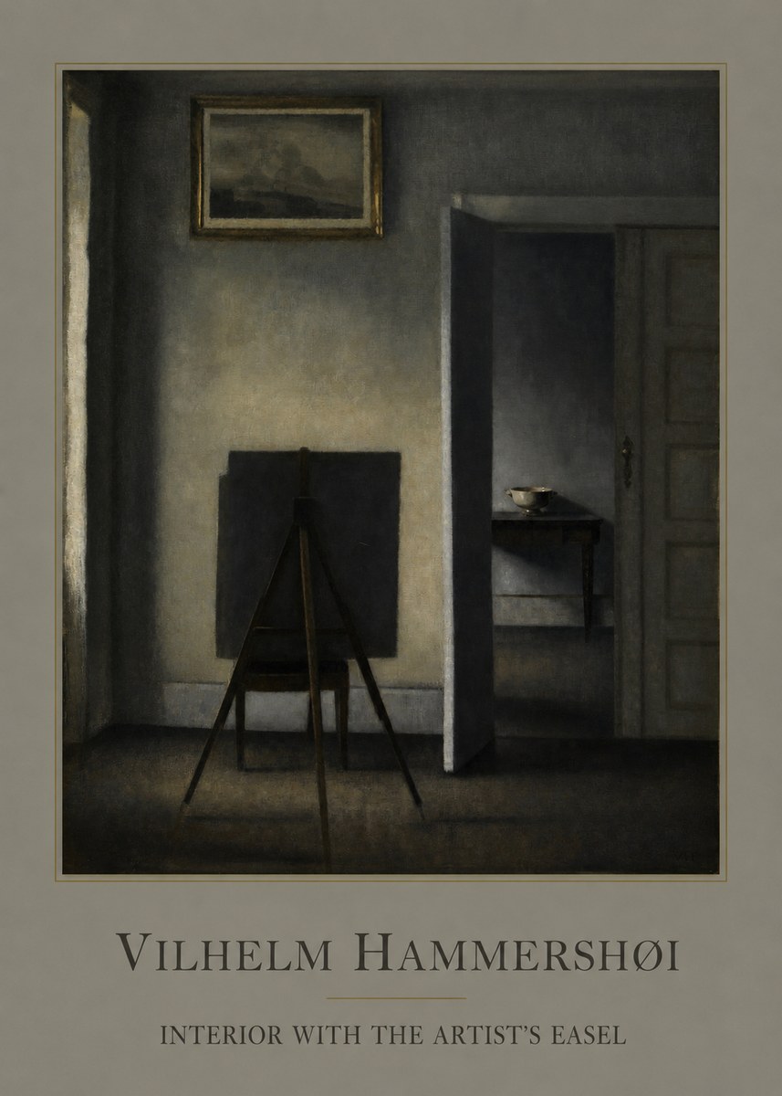Vilhelm Hammershøi Interior with the Artist's Easel I No1 - Juliste