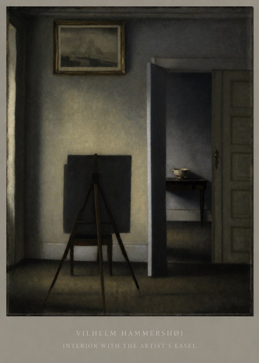 Vilhelm Hammershøi Interior with the Artist's Easel I No6 - Juliste