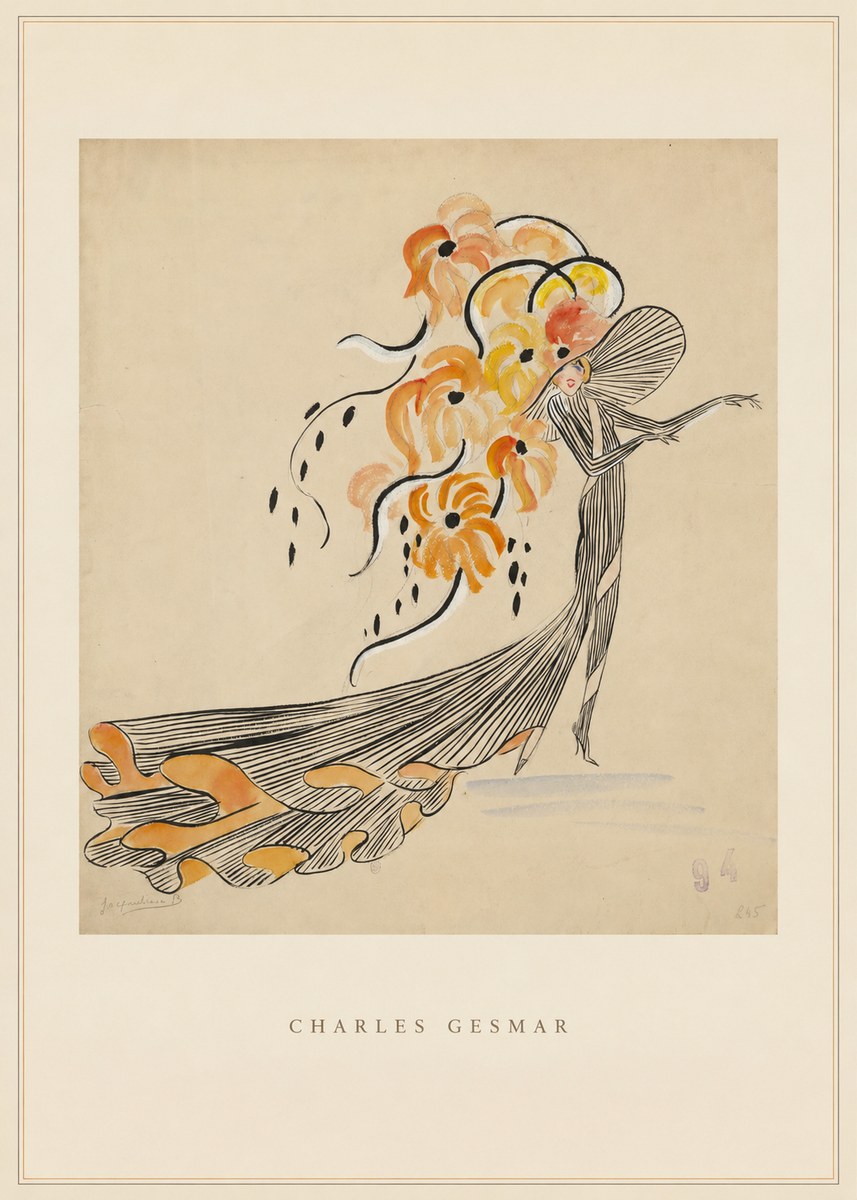 Charles Gesmar Lady with Floral Headdress No3 - Juliste