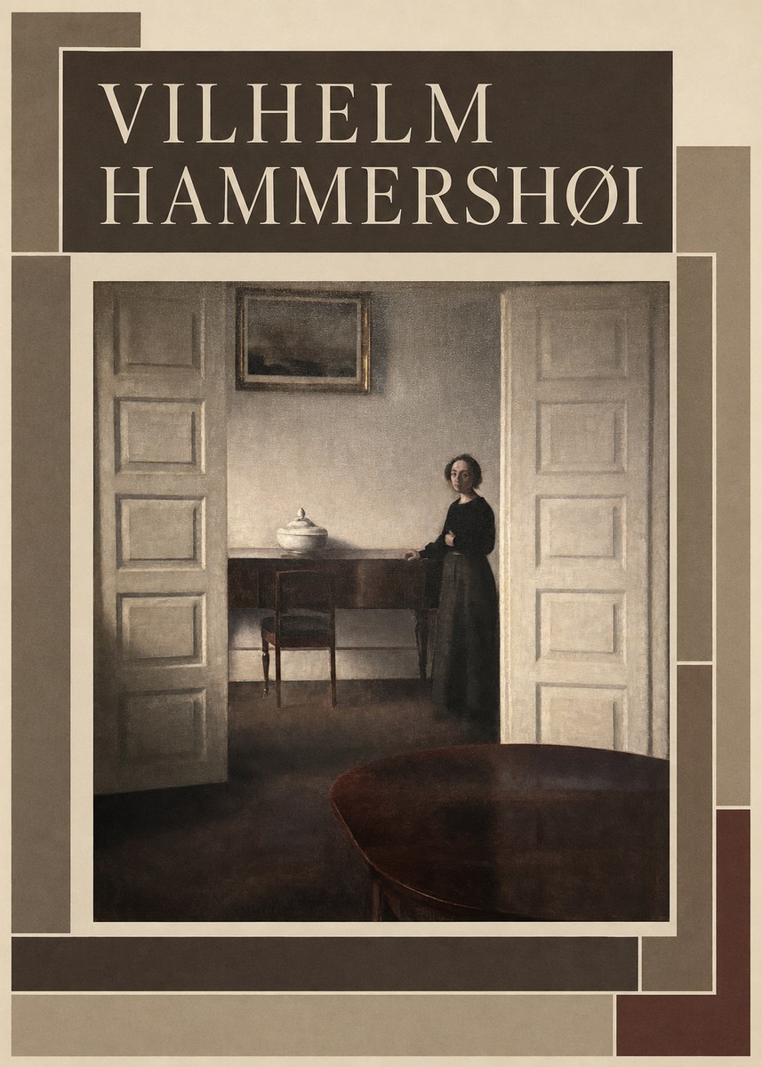 Vilhelm Hammershøi Interior with a Standing Woman No3 - Juliste