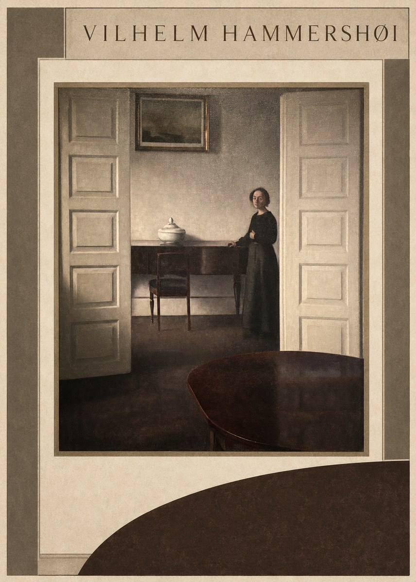 Vilhelm Hammershøi Interior with a Standing Woman No6 - Juliste