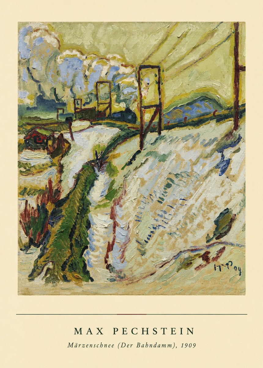Max Pechstein Märzenschnee (Der Bahndamm) 1909 No6 - Juliste