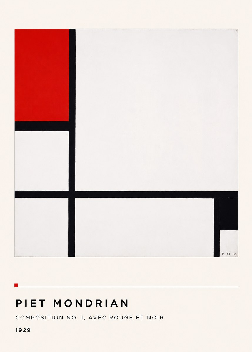 Piet Mondrian Composition No. I, Avec Rouge Et Noir No4 - Juliste