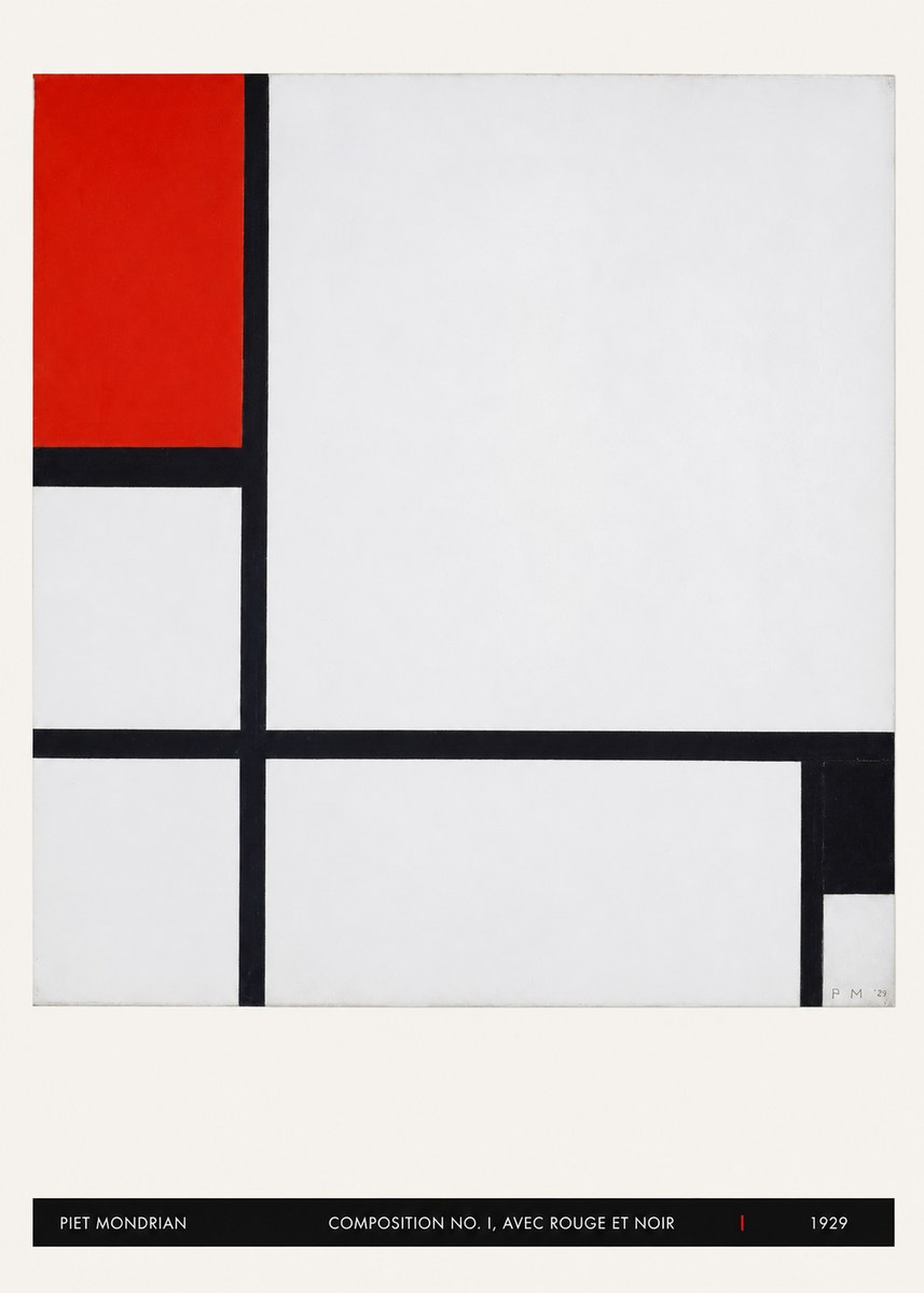 Piet Mondrian Composition No. I, Avec Rouge Et Noir No5 - Juliste