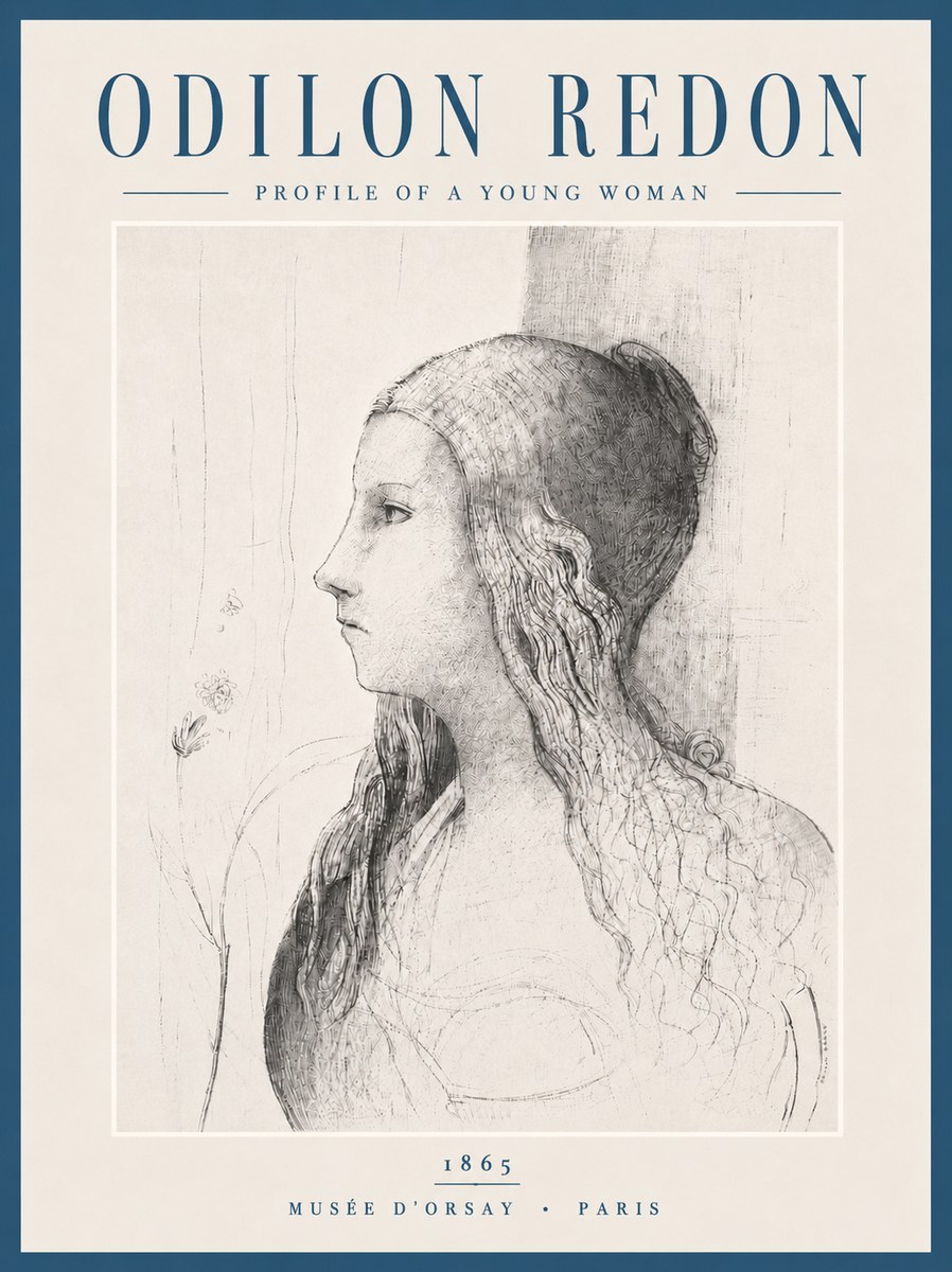 Odilon Redon Profile of a Young Woman No6 - Juliste