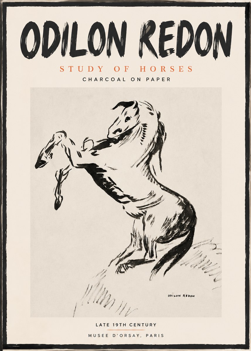 Odilon Redon Study of Horses No2 - Juliste