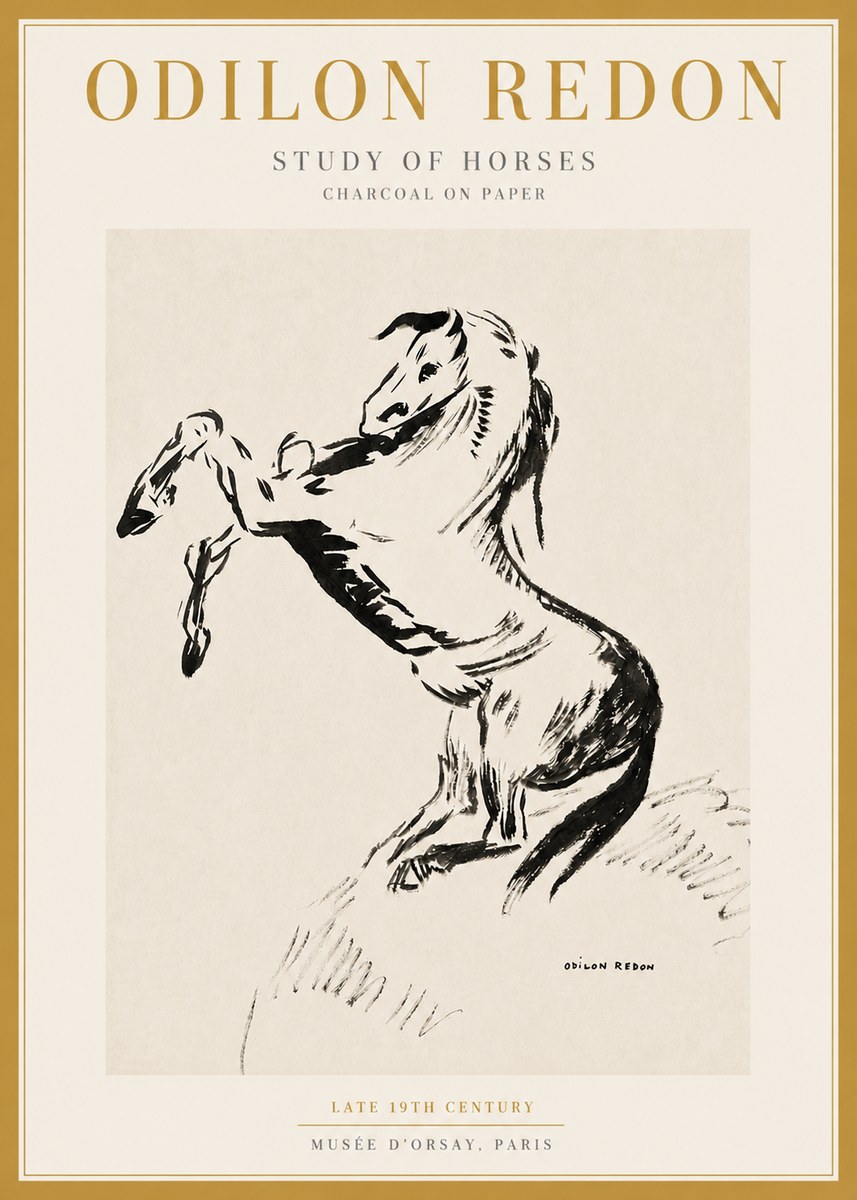 Odilon Redon Study of Horses No3 - Juliste