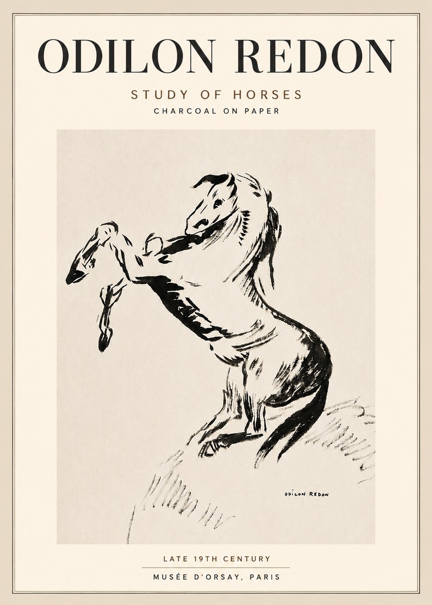 Odilon Redon Study of Horses No5 - Juliste