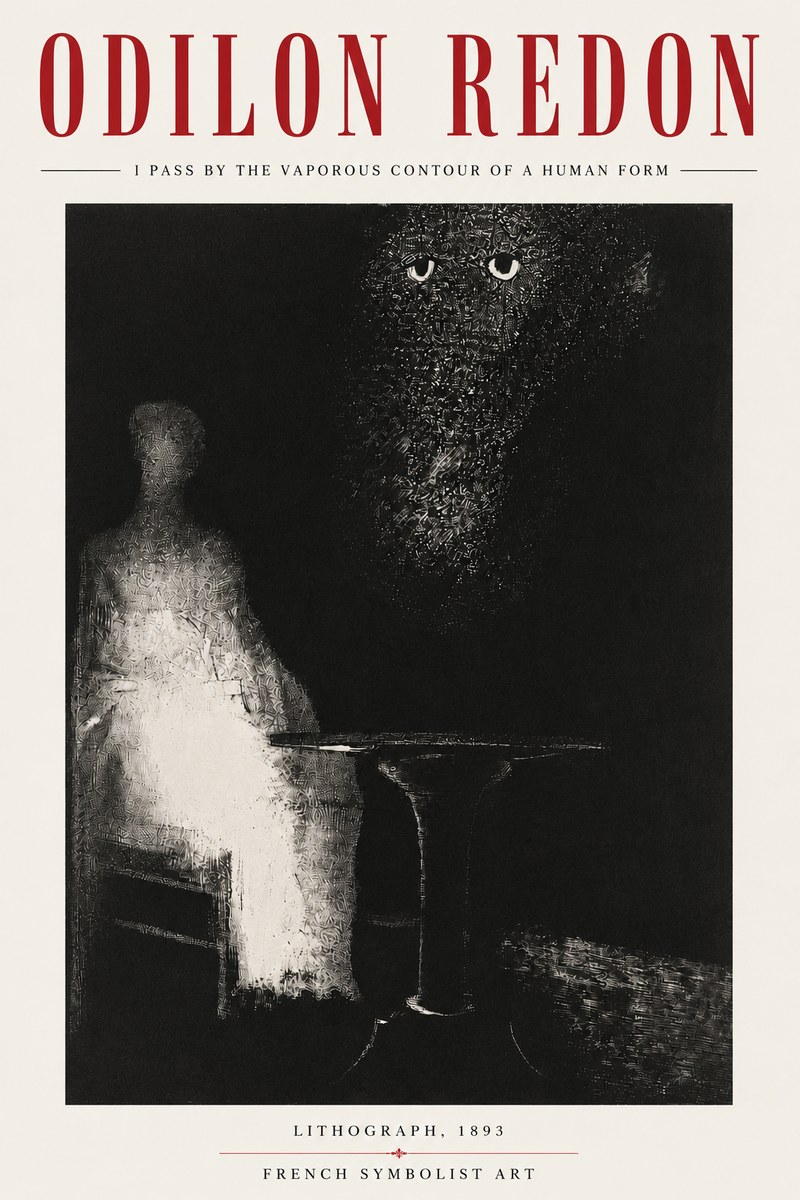 Odilon Redon I Pass by the Vaporous Contour of a Human Form No4 - Juliste