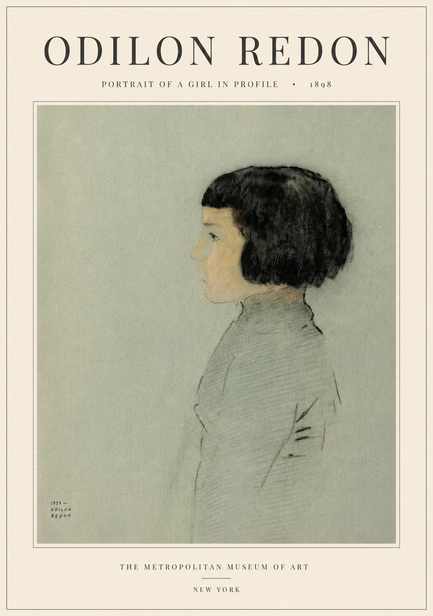 Odilon Redon Portrait of a Girl in Profile No5 - Juliste