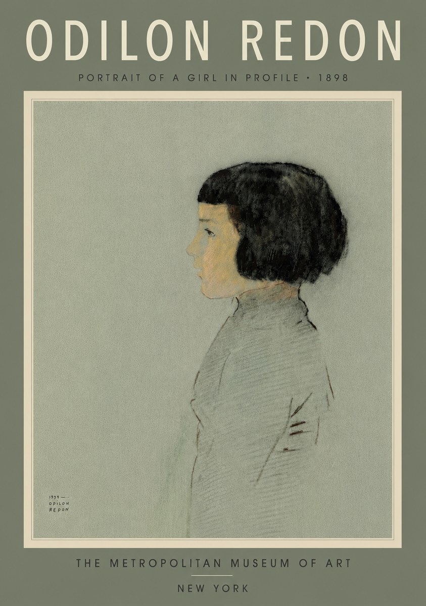Odilon Redon Portrait of a Girl in Profile No6 - Juliste