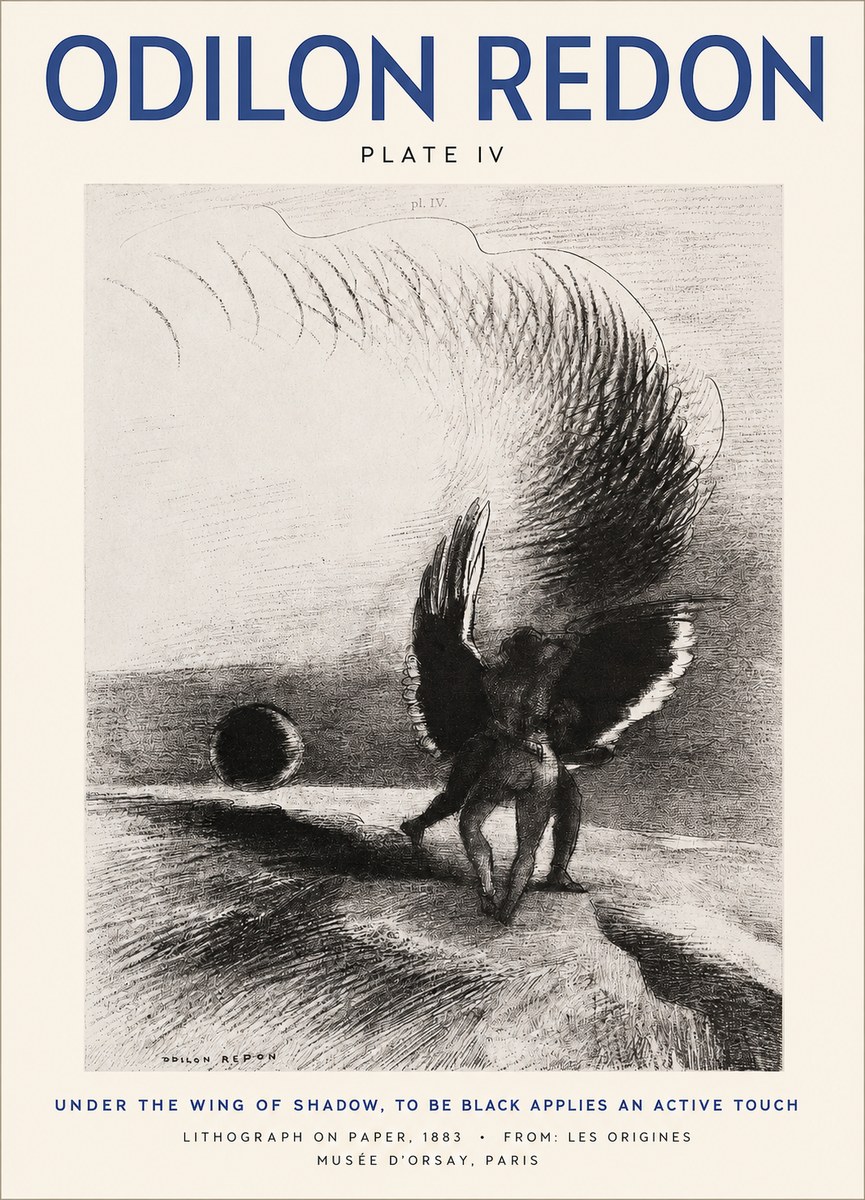 Odilon Redon Sous L'aile D'ombre L'être Noir Appliquait Une Active Morsure Plate Iv No2 - Juliste