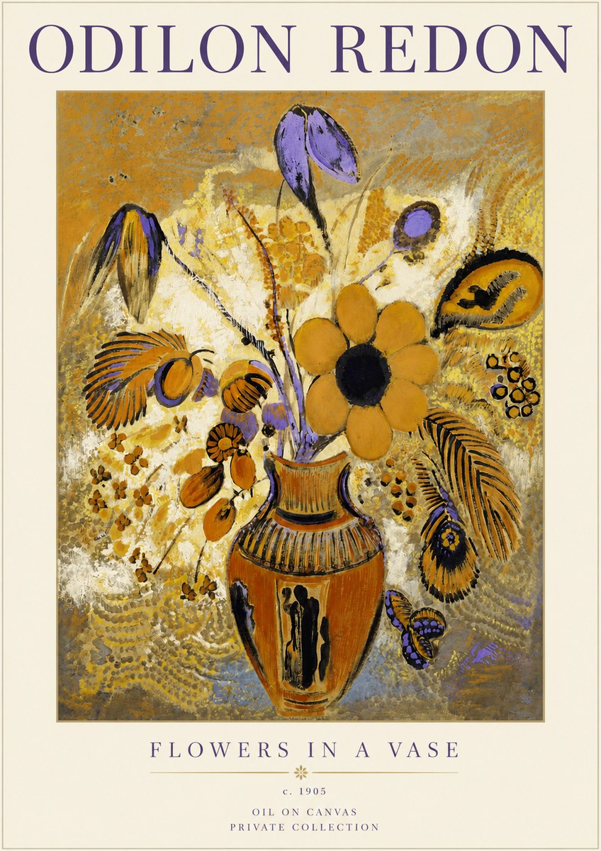 Odilon Redon Flowers in a Vase II No2 - Juliste