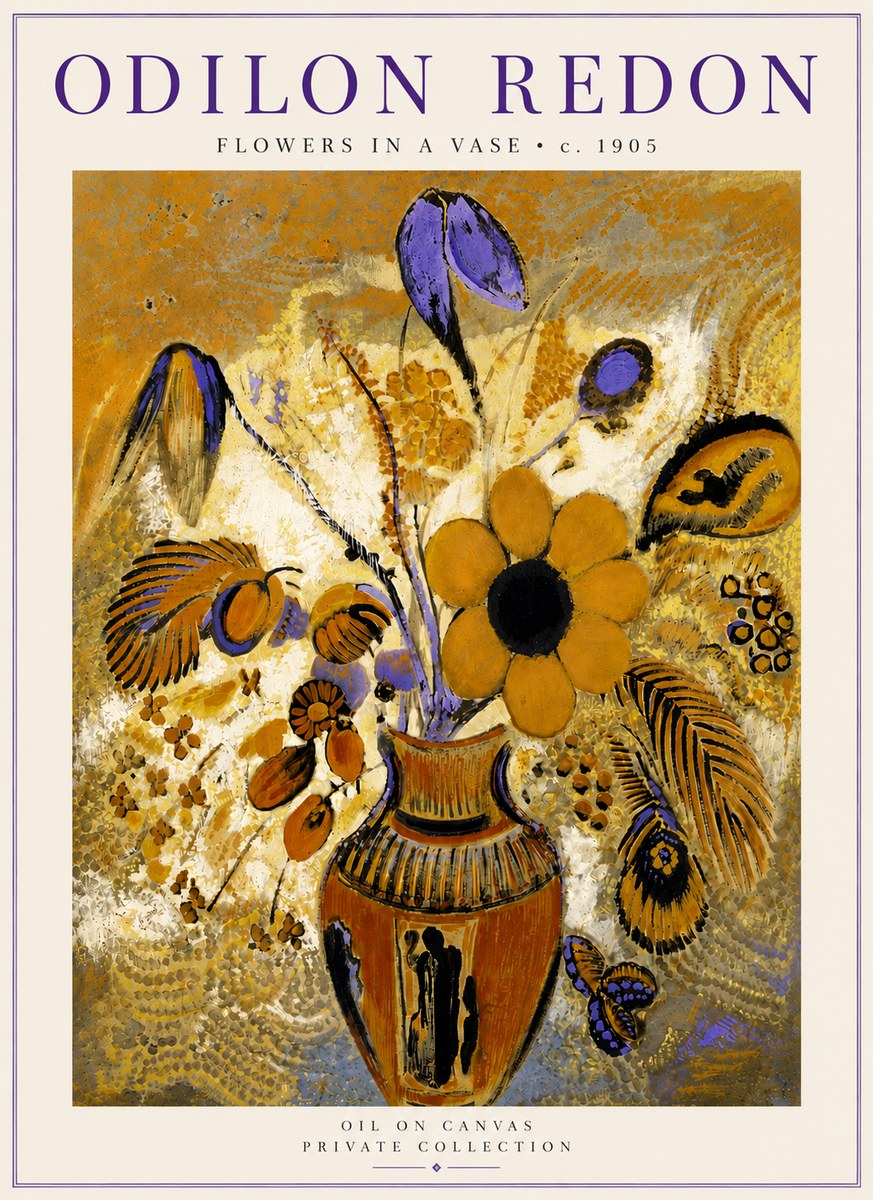 Odilon Redon Flowers in a Vase II No5 - Juliste