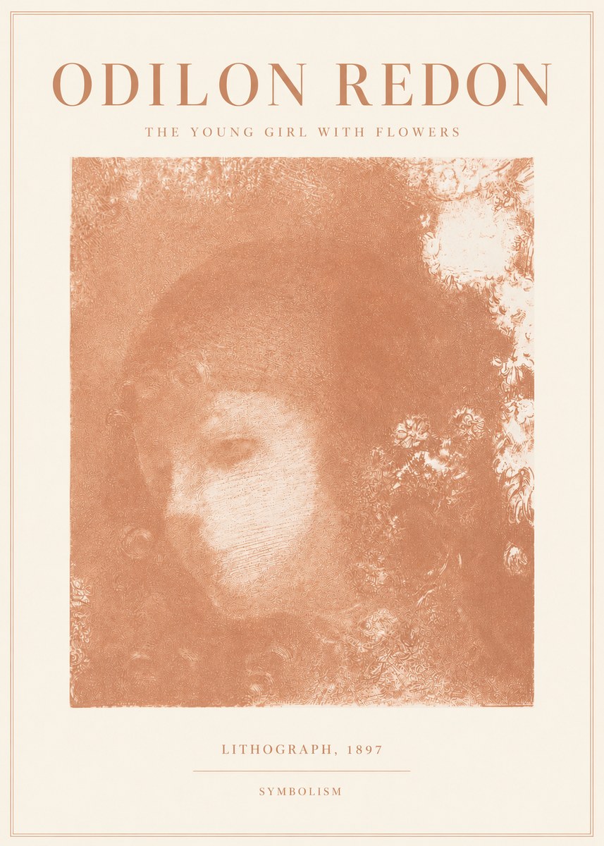 Odilon Redon The Young Girl with Flowers No3 - Juliste